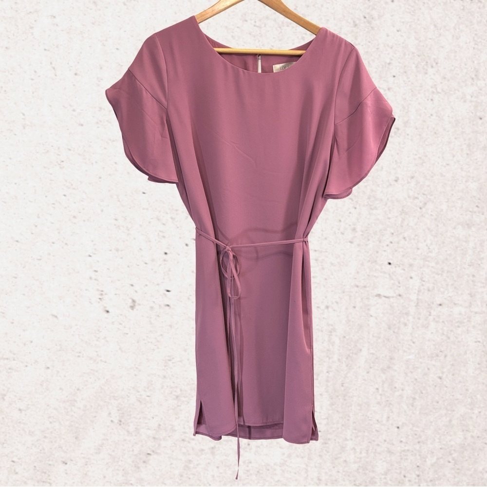 LOFT Pink Sheath Dress with Flutter Sleeves